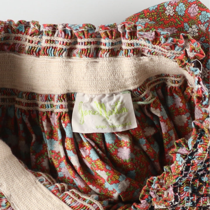 70'S JANE MARTIN floral print maxi length gathered skirt women's L (w27) vintage /evb004564