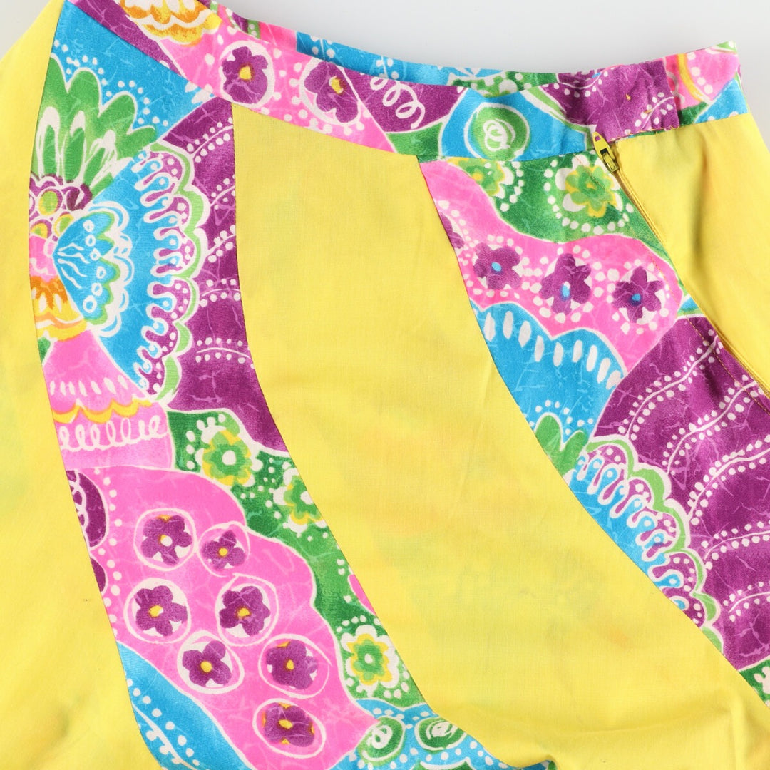 70'S UNKNOWN Escargot Skirt, All-over Print, Maxi Length, Flared Skirt, Women's L (w27), Vintage /evb004566