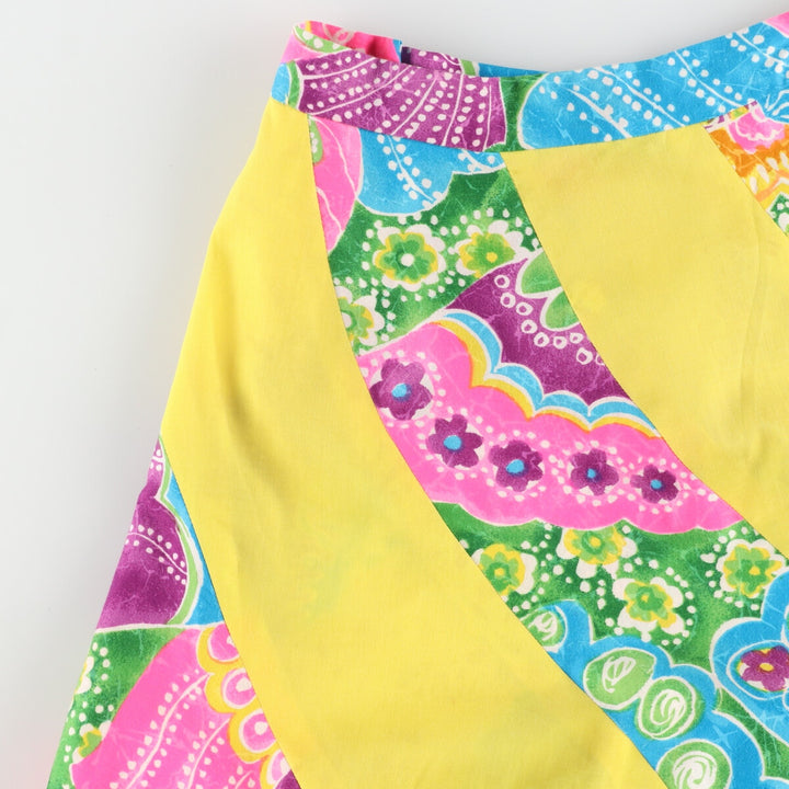 70'S UNKNOWN Escargot Skirt, All-over Print, Maxi Length, Flared Skirt, Women's L (w27), Vintage /evb004566