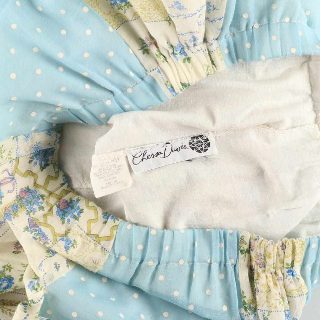 70'S CHESSA DAVIS all-over patchwork cotton maxi-length flared skirt made in USA women's XXL vintage /evb004567