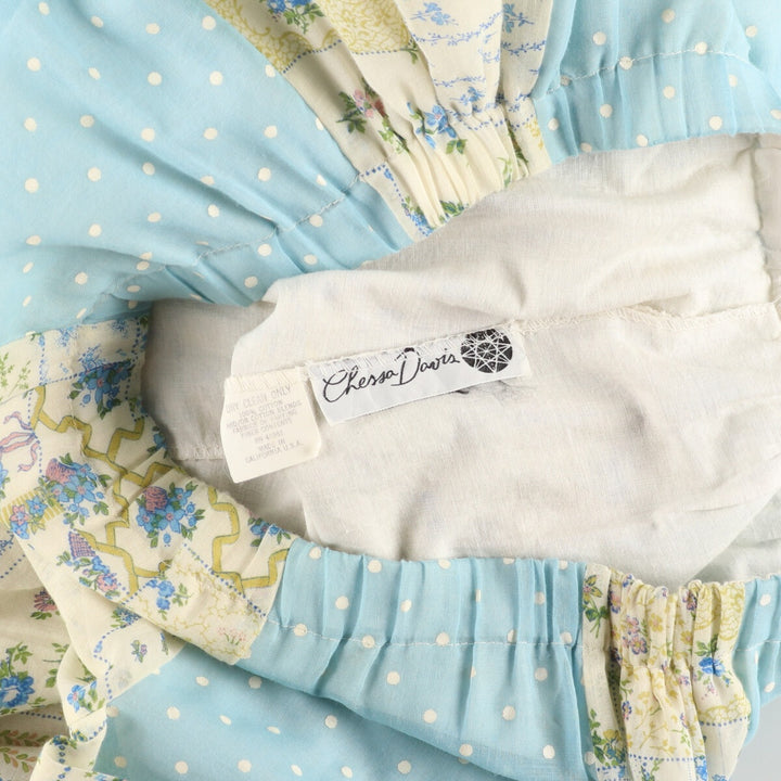 70'S CHESSA DAVIS all-over patchwork cotton maxi-length flared skirt made in USA women's XXL vintage /evb004567