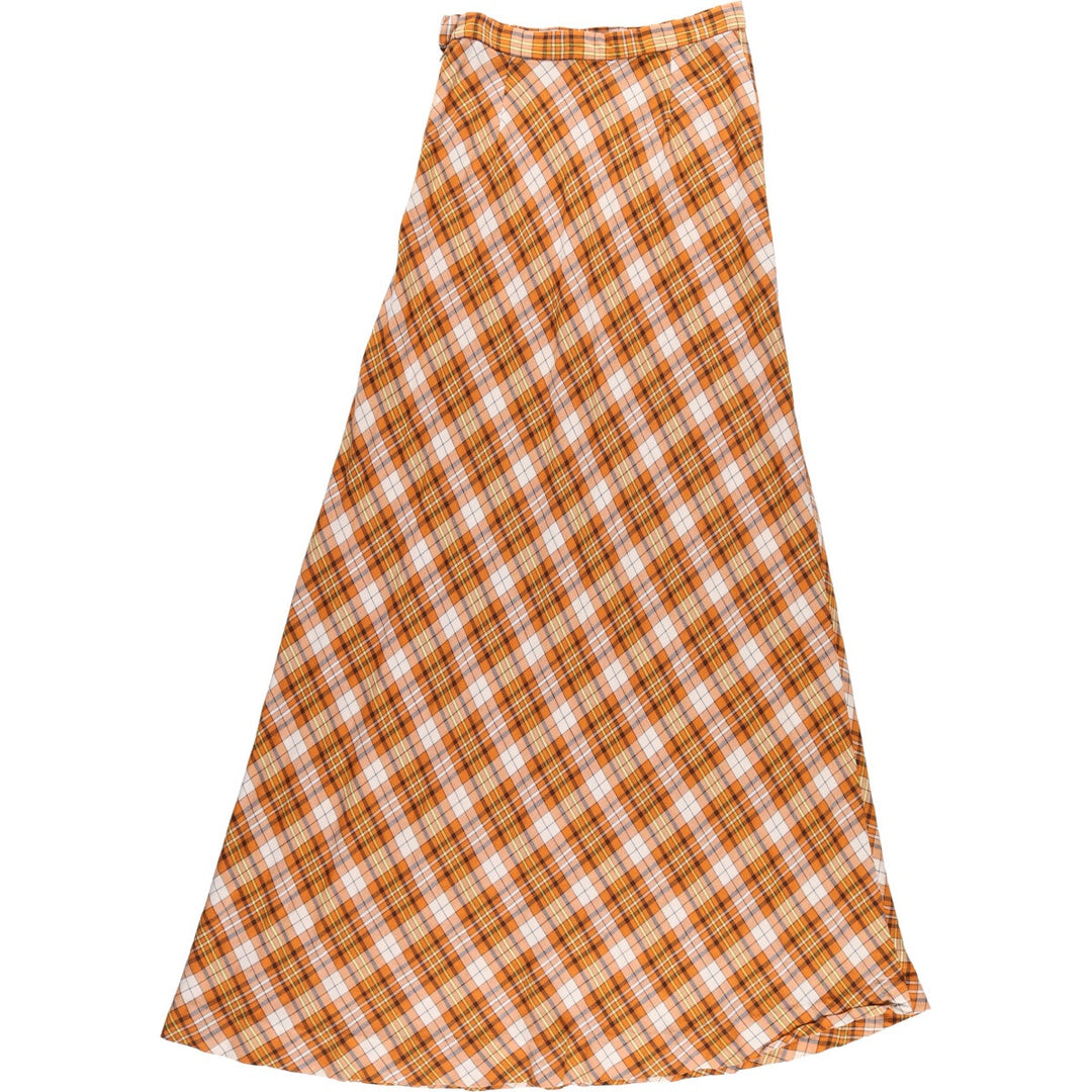 70'S ILGWU UIOVD Tartan Check Maxi Length Flare Skirt Women's Size S Vintage /evb004586