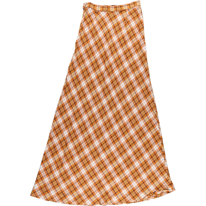 70'S ILGWU UIOVD Tartan Check Maxi Length Flare Skirt Women's Size S Vintage /evb004586