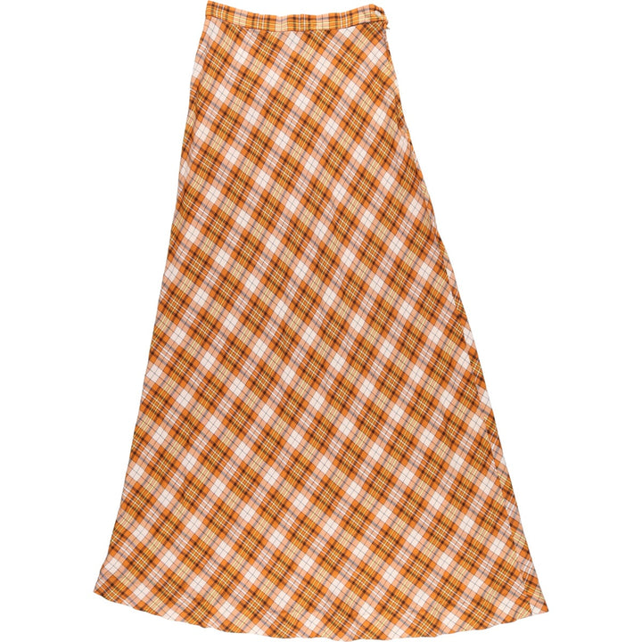 70'S ILGWU UIOVD Tartan Check Maxi Length Flare Skirt Women's Size S Vintage /evb004586