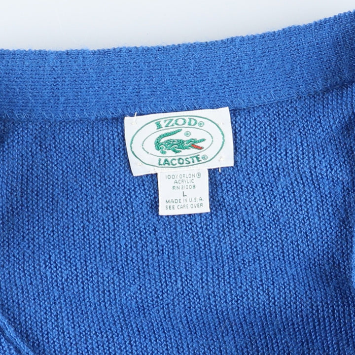 80s~90'S Lacoste IZOD Acrylic Knit Cardigan Made in USA Men's L Vintage /evb004609