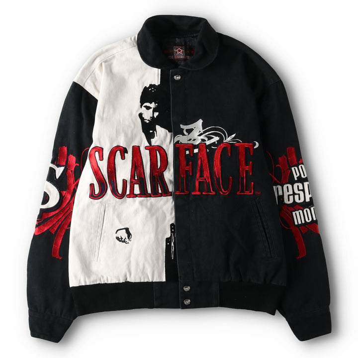 90'S Jeff Hamilton SCARFACE Racing Jacket with Back Embroidery, Men's L, Vintage /evb004634