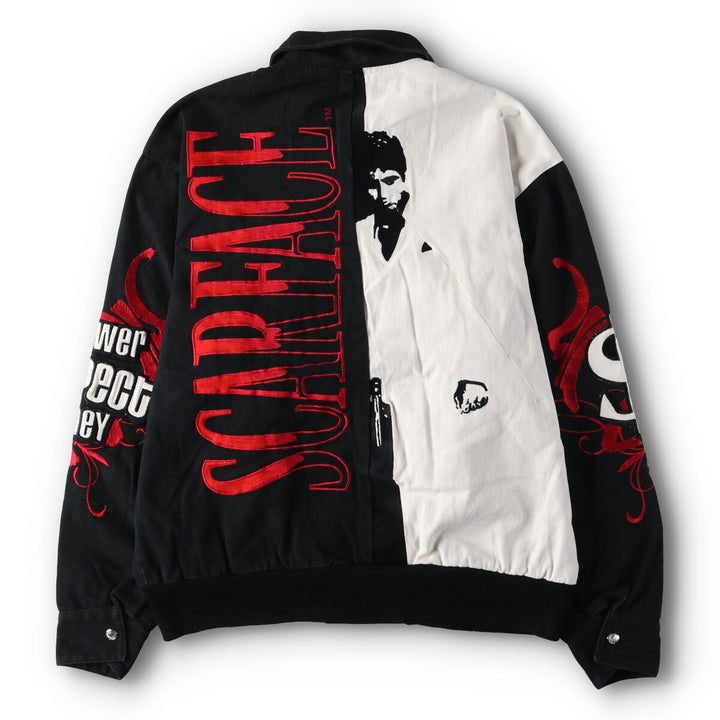 90'S Jeff Hamilton SCARFACE Racing Jacket with Back Embroidery, Men's L, Vintage /evb004634