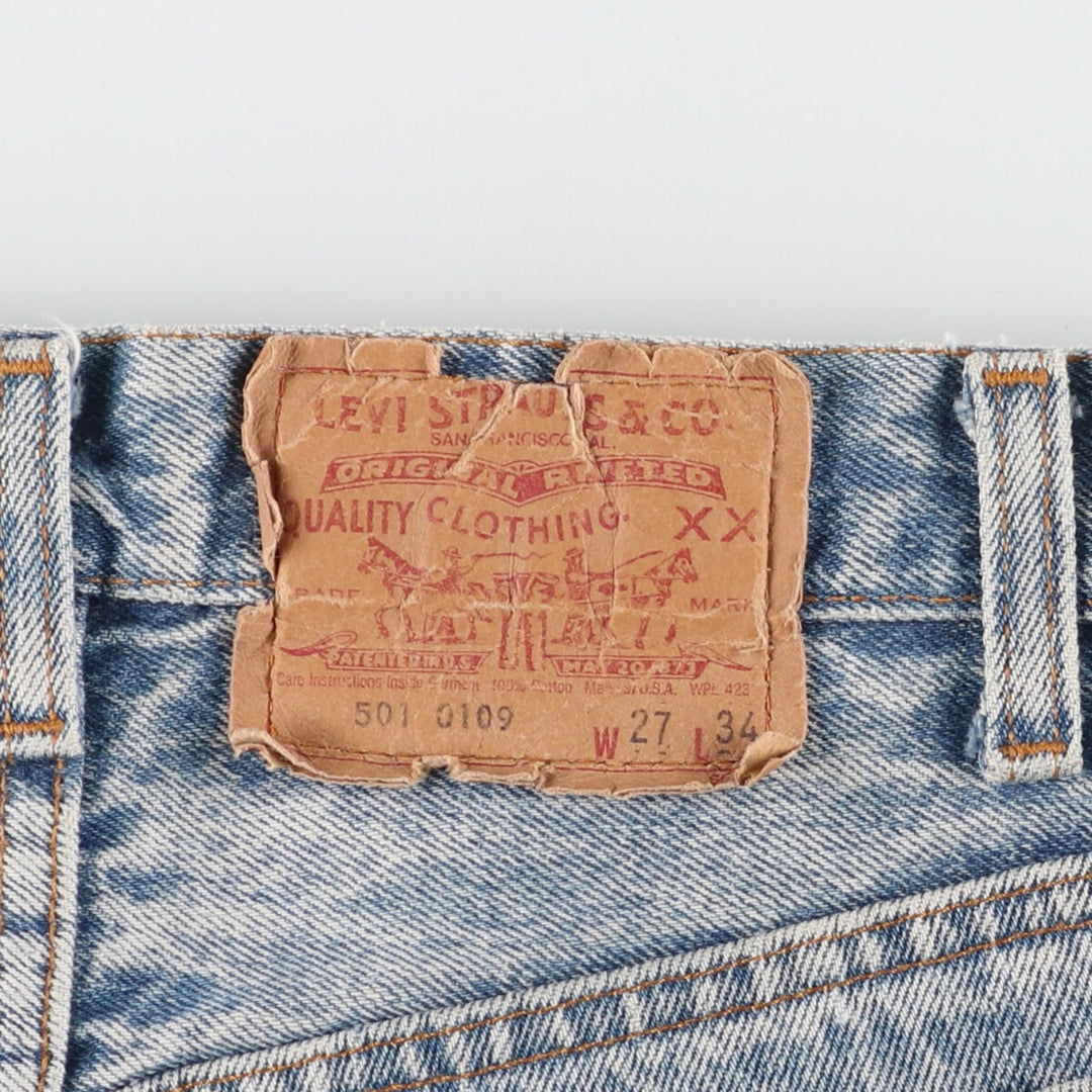 80s~90'S Levi's 501-0109 Chemical Wash Straight Denim Pants Made in USA Women's M (w27) Vintage /evb004703