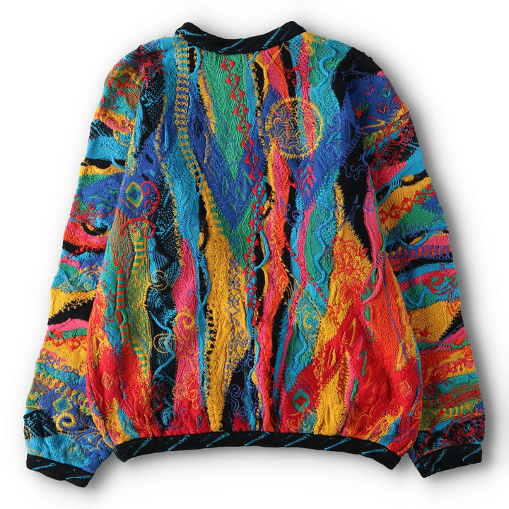 90'S COOGI all-over print 3D knit sweater, made in Australia, men's M, vintage /evb004765