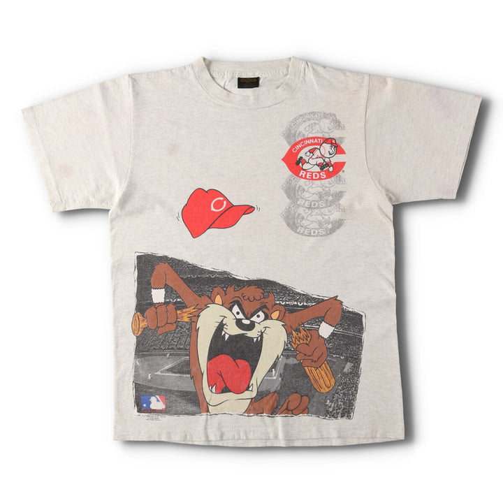 90'S Changes MLB CINCINNATI REDS Cincinnati Reds Tasmanian Devil Character Sports Print T-Shirt Made in USA Men's L Vintage /evb004782