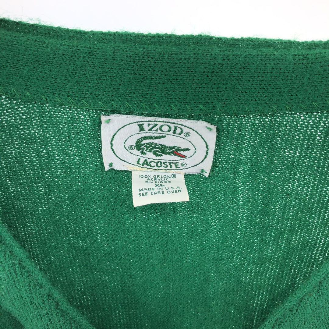 80'S Lacoste IZOD Acrylic Knit Cardigan Made in USA Men's XL Vintage /evb004907