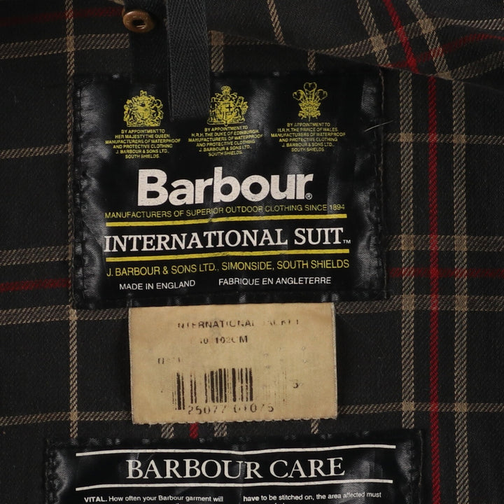 90'S Barbour International Suit Old 3 Warrant Waxed Cotton Oiled Jacket Made in England C40 Men's M Vintage /evb004949