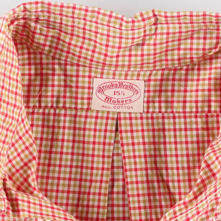 70'S Brooks Brothers MAKERS Short Sleeve Button Down Check Shirt Men's Medium Vintage /evb005086