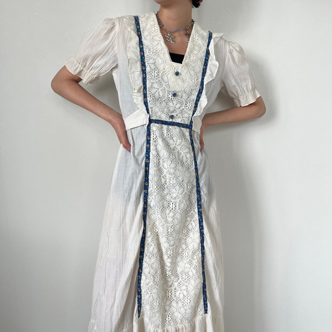 70'S JCPenney maxi length short sleeve flare dress women's L vintage /evb005095