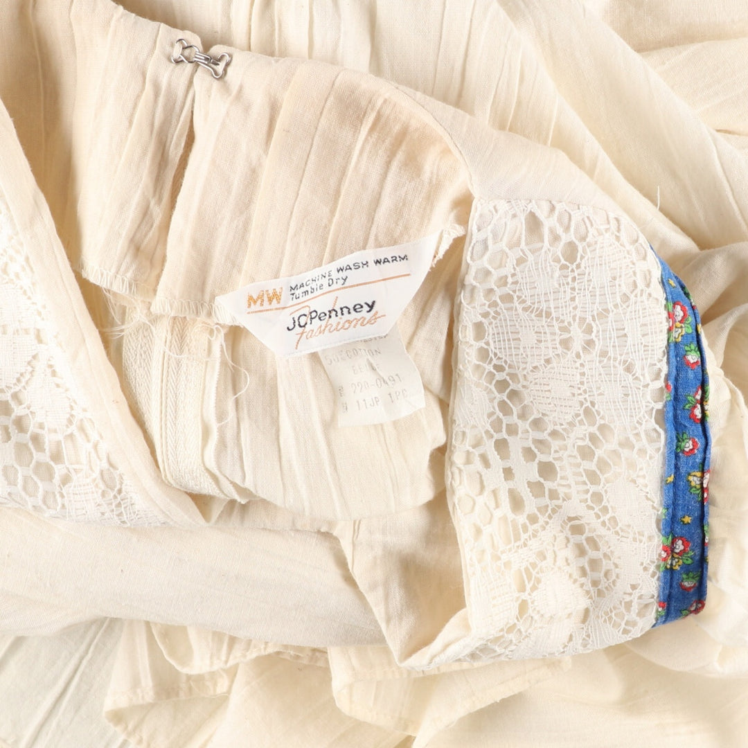 70'S JCPenney maxi length short sleeve flare dress women's L vintage /evb005095