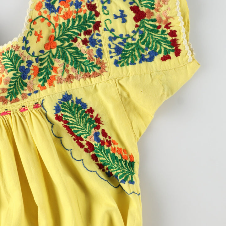 70'S San Antonino embroidery maxi length short sleeve dress women's XL vintage /evb005099