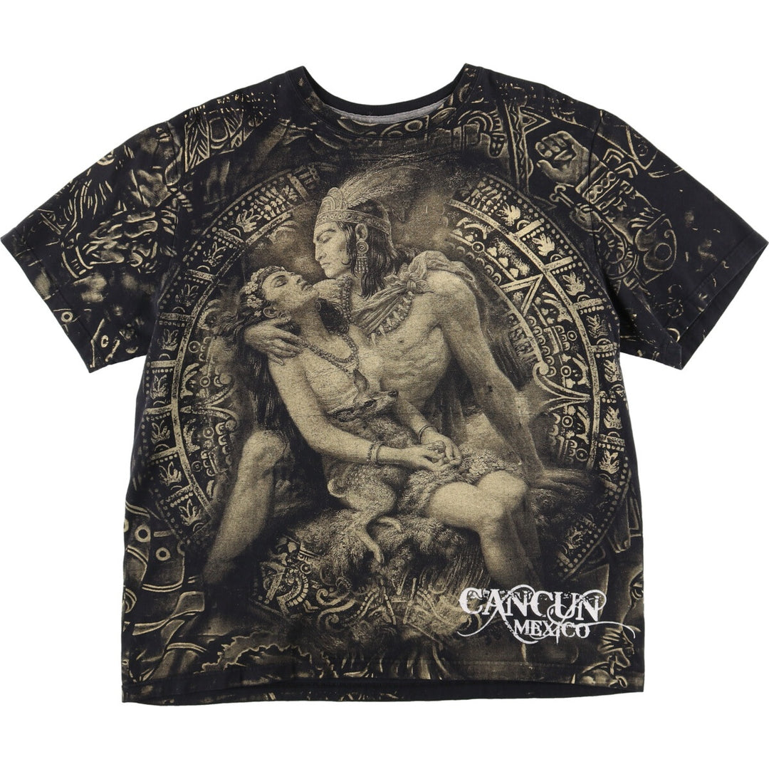 90'S MEXICO CANCUN Cancun all-over print T-shirt, men's XL, vintage /evb005196