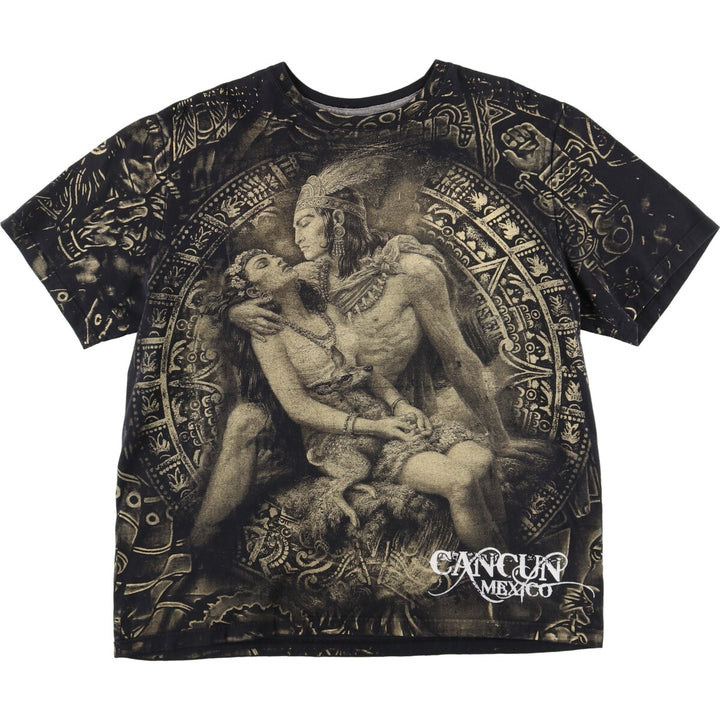 90'S MEXICO CANCUN Cancun all-over print T-shirt, men's XL, vintage /evb005196