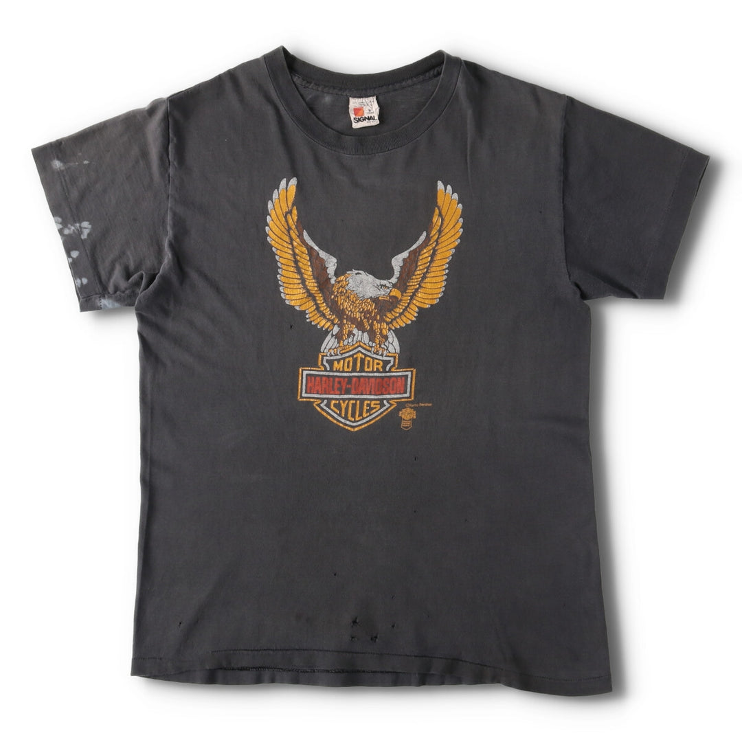 80'S Harley Davidson SIGNAL Eagle Pattern Motorcycle Bike T-shirt Made in USA Men's M Vintage /evb005232