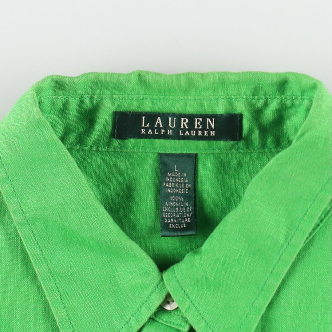 Ralph Lauren LAUREN Lauren Long Sleeve Linen Shirt Women's Size L /evb005284