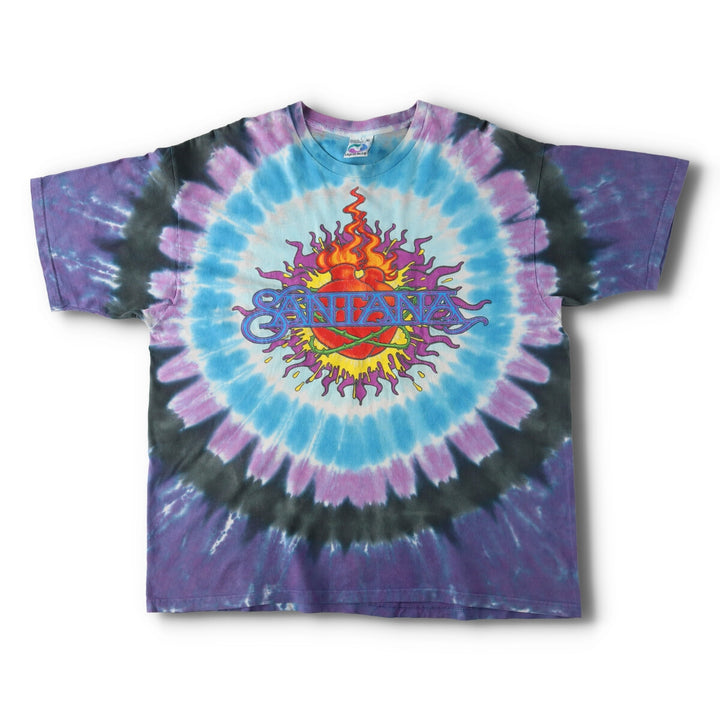 90'S Liquid Blue Santana Tie-dye Pattern Band T-shirt, Band Tee, Men's XL, Vintage /evb005577