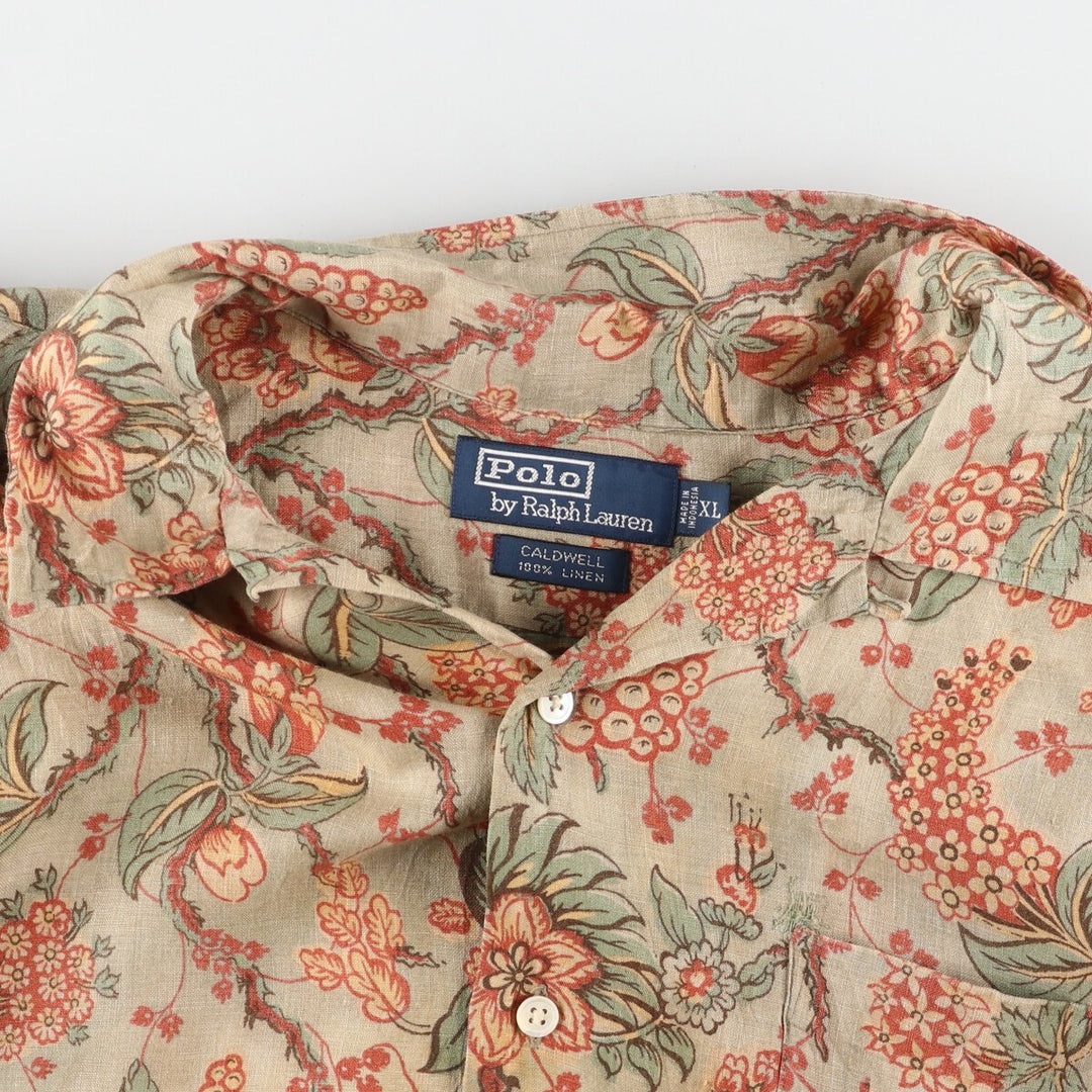 90'S Ralph Lauren CALDWELL All-over Botanical Pattern Open Collar Hawaiian Aloha Shirt Men's XL Vintage /evb005606