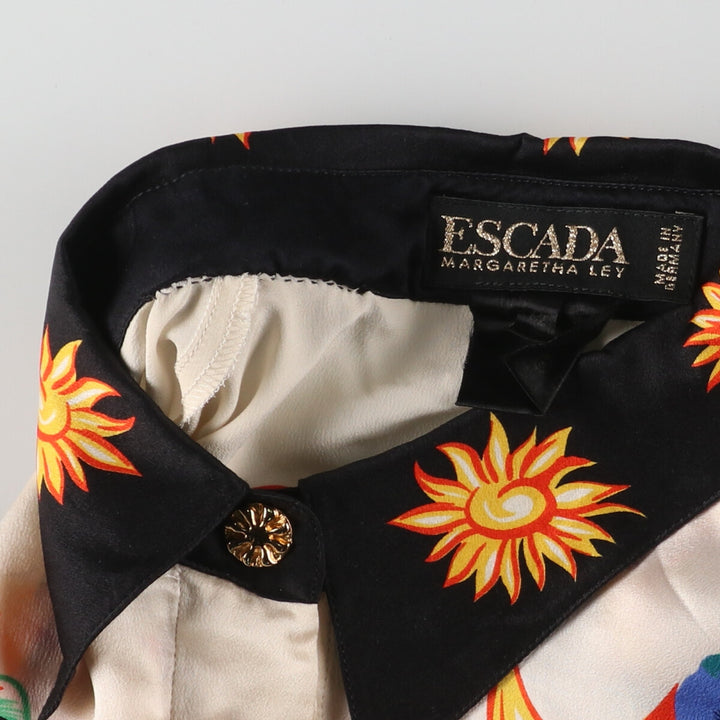 80'S ESCADA all-over floral print long sleeve silk shirt made in Germany women's L vintage /evb005607