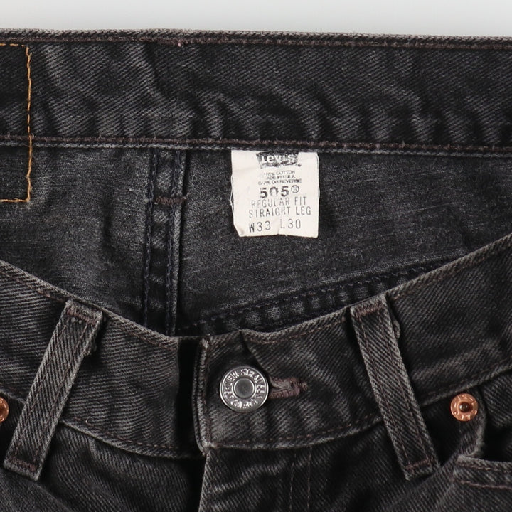 00'S Levi's 505 REGULAR FIT STRAIGHT LEG Black Denim Tapered Denim Pants Made in USA Men's W32 equivalent /evb005632