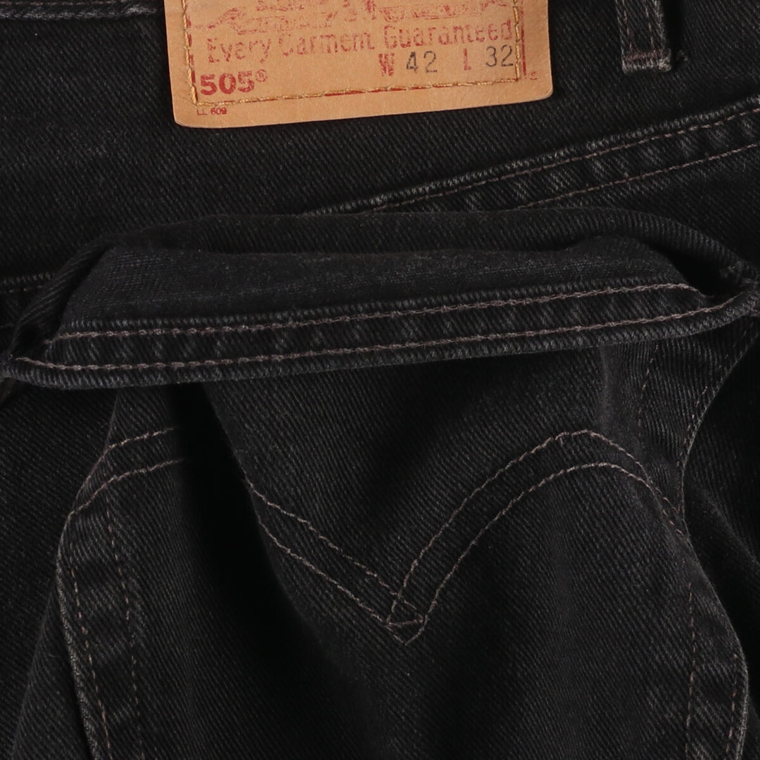 Big size 00'S Levi's 505 REGULAR FIT STRAIGHT LEG black denim tapered denim pants made in USA men's w42 /evb005735