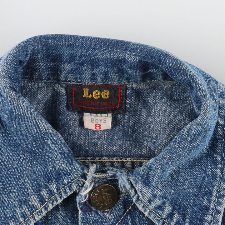 ~50'S Lee Riders Center Red Tag Denim Jacket G-Jean Made in USA BOYS 8 Kids Vintage /evb005747