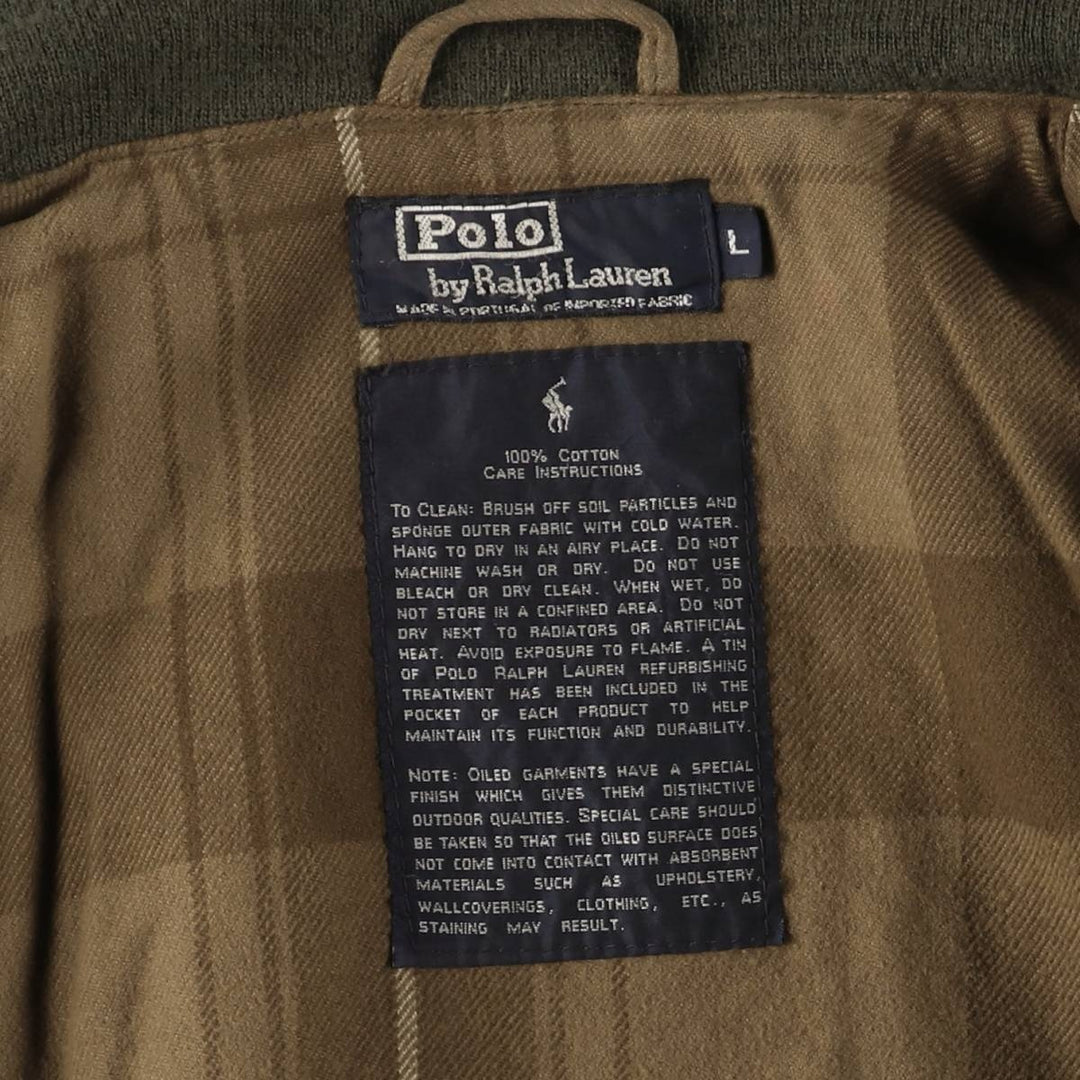 POLO by Ralph Lauren Tanker Jacket, Waxed Cotton, Oiled, Men's Size L cotton brown type Vintage Second Hand