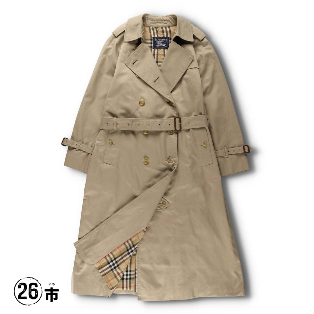 80s-90'S Burberry trench coat, made in England, women's size L cotton Beige type Vintage Second Hand