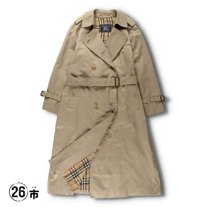 80s-90'S Burberry trench coat, made in England, women's size L cotton Beige type Vintage Second Hand