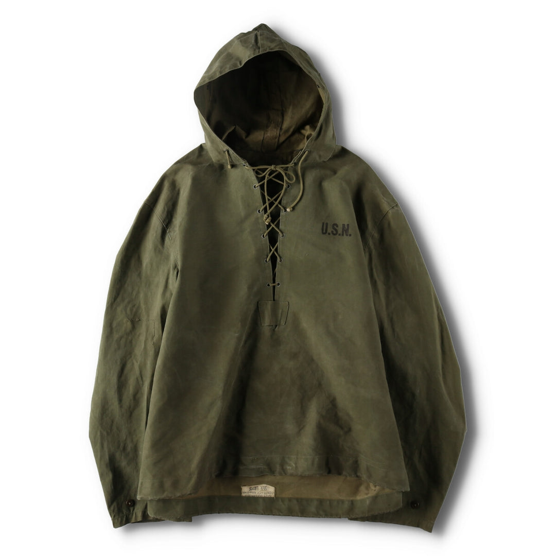 1940'S US Navy Early N-2 Military Deck Rain Parka Made in USA LARGE Men's L equivalent Vintage /evb006214