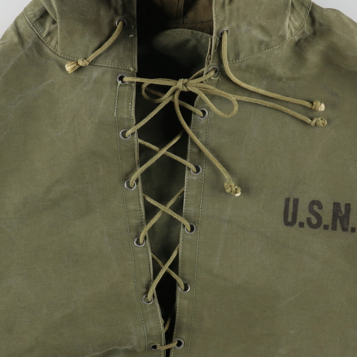 1940'S US Navy Early N-2 Military Deck Rain Parka Made in USA LARGE Men's L equivalent Vintage /evb006214