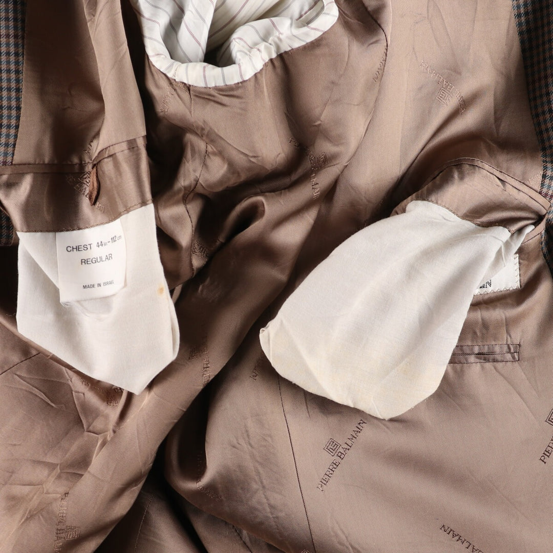 PIERRE BALMAIN Check Pattern Tailored Jacket Men's L Size 2B 2 Button /evb006273