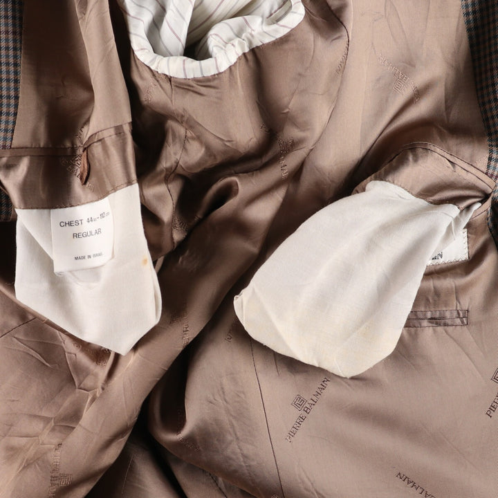 PIERRE BALMAIN Check Pattern Tailored Jacket Men's L Size 2B 2 Button /evb006273