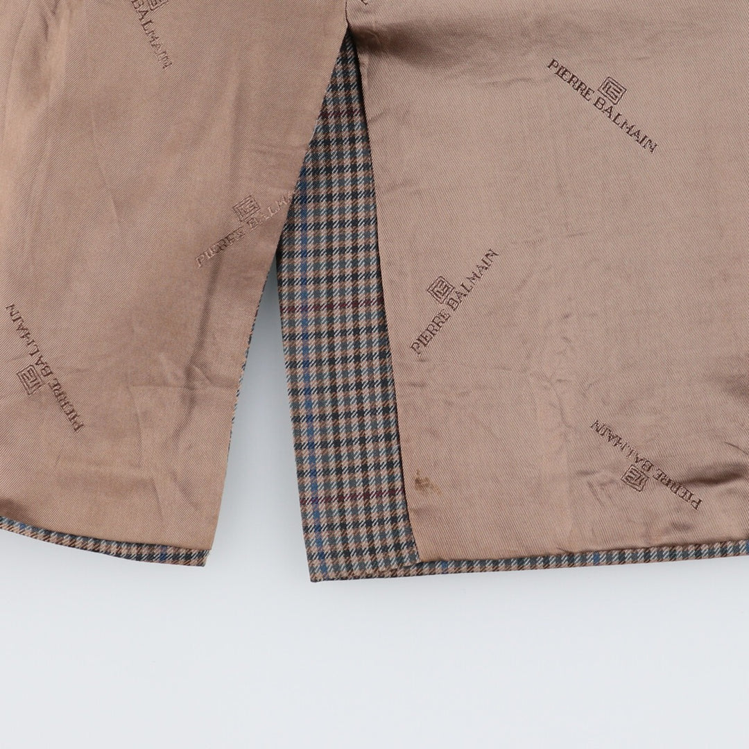 PIERRE BALMAIN Check Pattern Tailored Jacket Men's L Size 2B 2 Button /evb006273