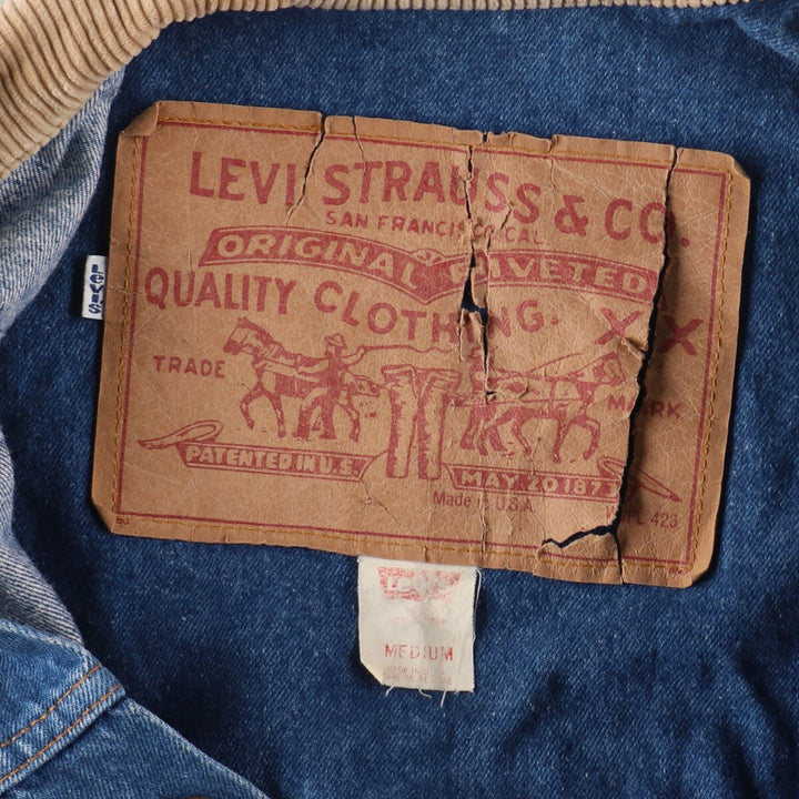 90'S Levi's 75070-8514 Large Patch Denim Long Coat Made in USA Men's M Size Vintage /evb006337