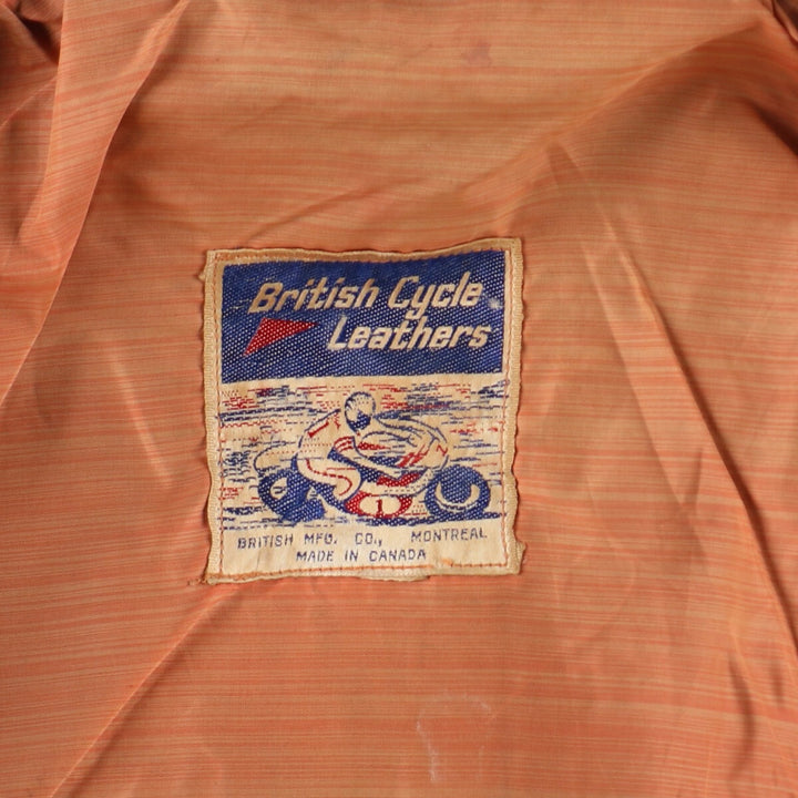 60s-70'S British Cycle Leathers Single Rider Jacket Made in Canada Men's L Size Vintage /evb006352