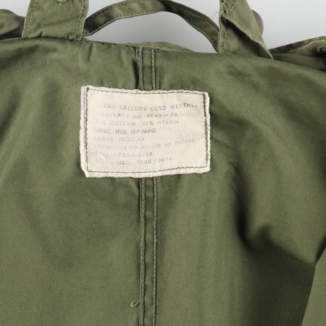 Genuine US military item, 1970'S USARMY M-65 field coat, mod coat, made in USA, LARGE REGULAR, men's L equivalent, vintage cotton Khaki type sage green Vintage Second Hand