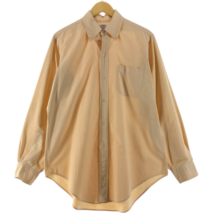 ~70'S Brooks Brothers MAKERS 6-button long sleeve button-down shirt, made in the USA, men's size L, vintage unclear orange type Vintage Second Hand