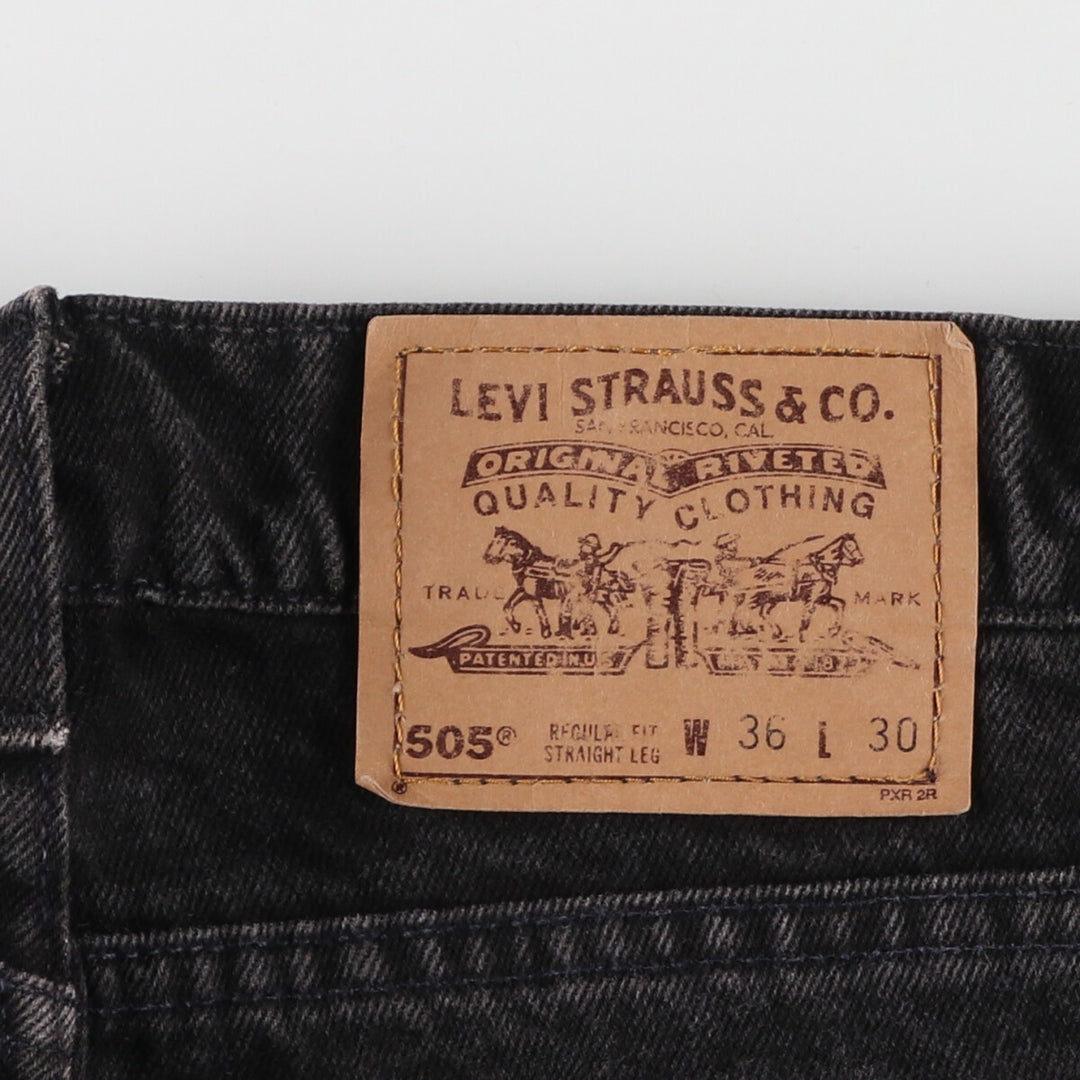 90'S Levi's 505 REGULAR FIT STRAIGHT LEG Black Denim Tapered Denim Pants Made in USA Men's W36 /evb006842