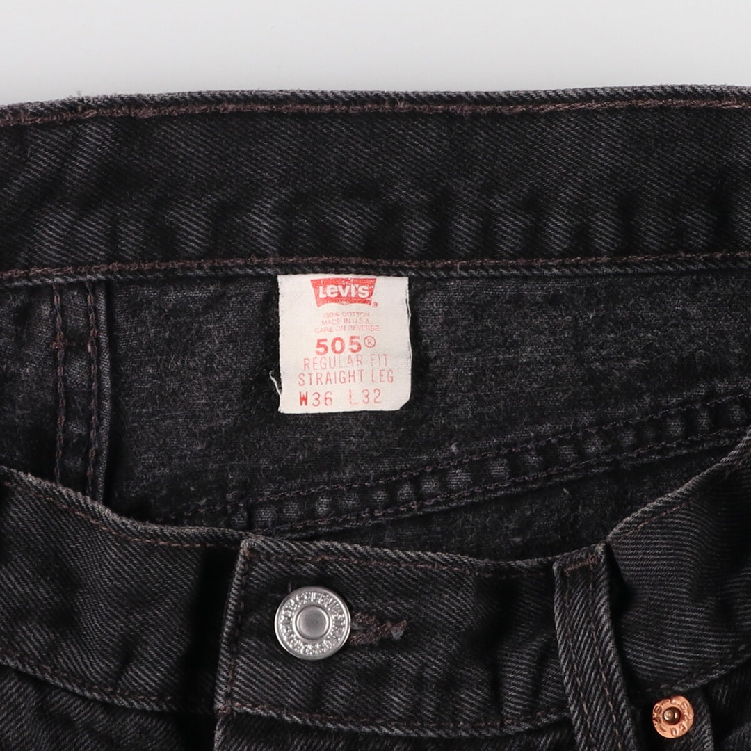 90'S Levi's 505 REGULAR FIT STRAIGHT LEG Black Denim Tapered Denim Pants Made in USA Men's W35 equivalent /evb006847