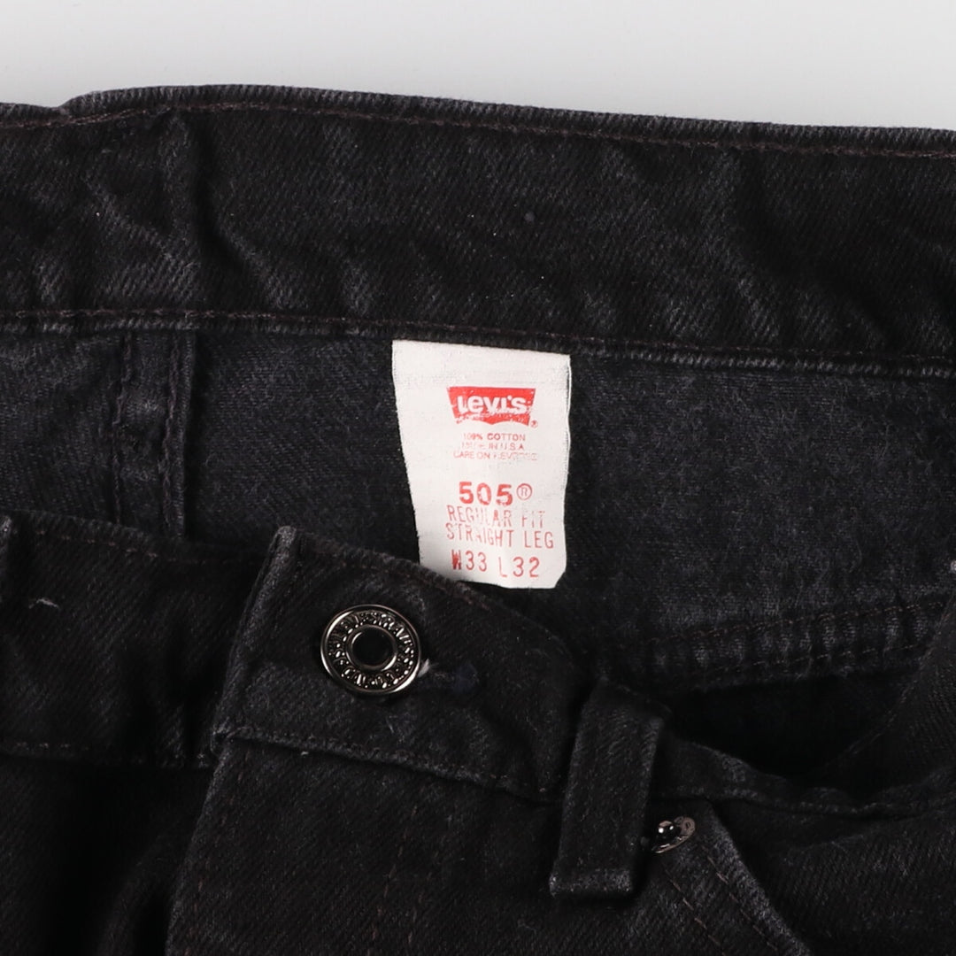 90'S Levi's 505 REGULAR FIT STRAIGHT LEG Black Denim Tapered Denim Pants Made in USA Men's W33 equivalent /evb006850