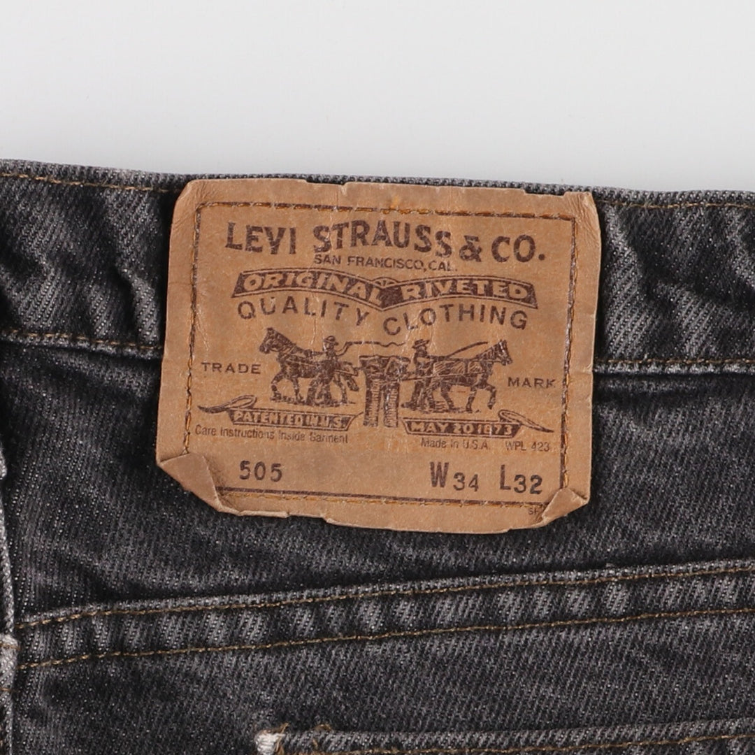 ~00'S Levi's 505 Black Denim Tapered Denim Pants Made in USA Men's W34 Vintage /evb006852