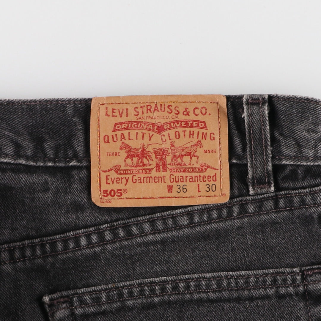 00'S Levi's 505 REGULAR FIT STRAIGHT LEG Black Denim Tapered Denim Pants Made in USA Men's W36 /evb006853