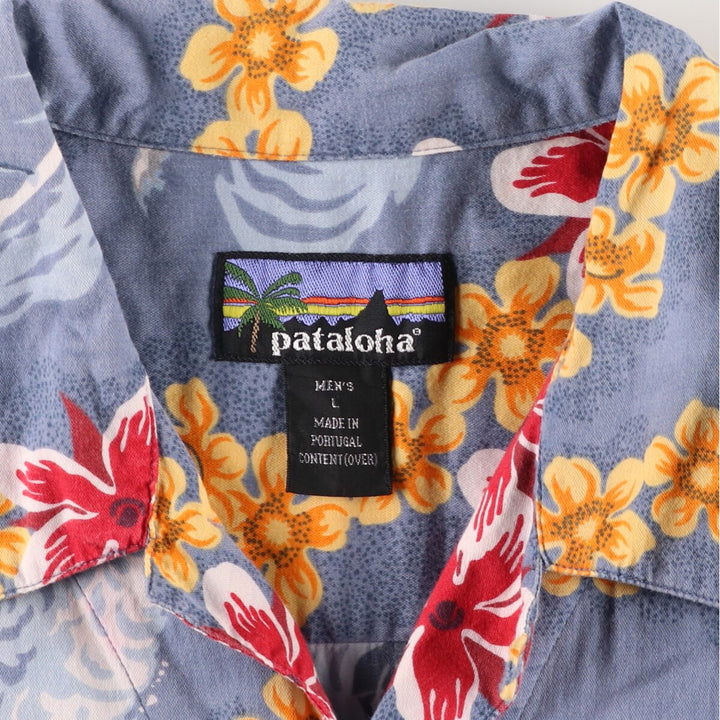 00'S Patagonia Pataloha 52538S01 Open collar all-over print Hawaiian aloha shirt Men's size L /evb006895