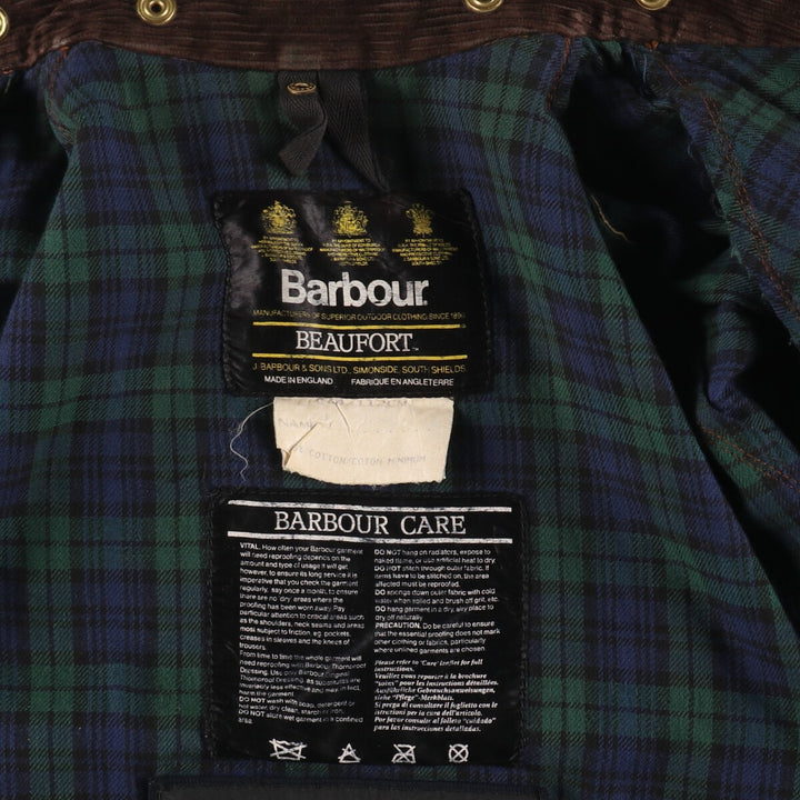 90'S Barbour Beaufort Old 3 Warrant Oiled Hunting Jacket Made in England C44 Men's L Size Vintage /evb007144