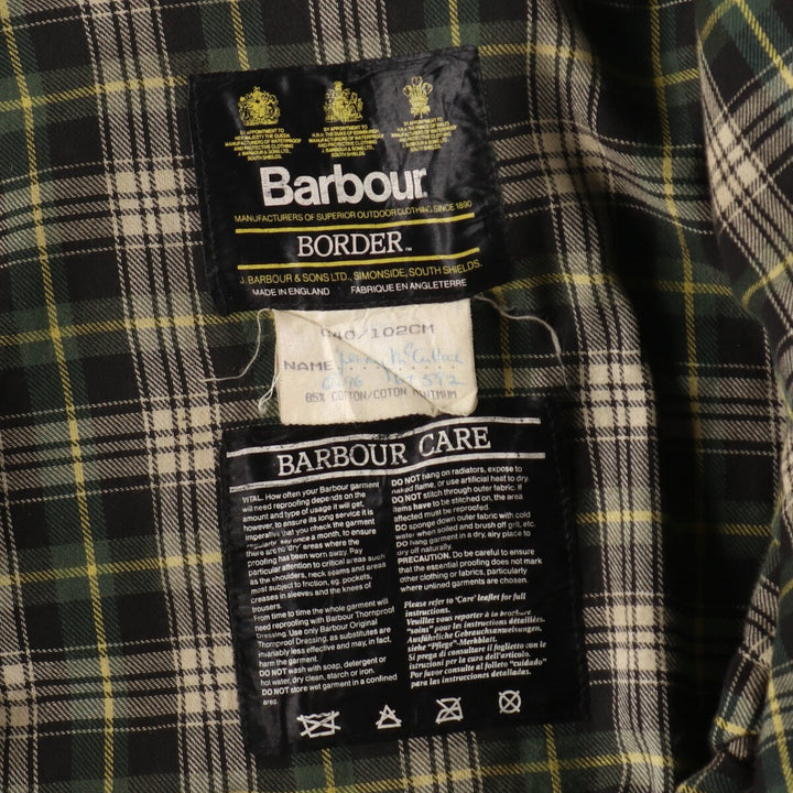 90'S Barbour Border Old 3 Warrant Waxed Cotton Oiled Jacket Made in England C40 Men's M Size Vintage /evb007146